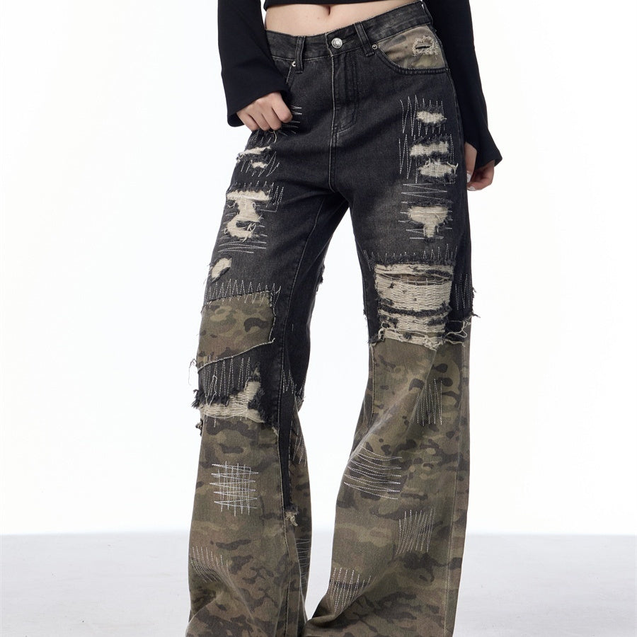 American High Street Camouflage Stitching Pants