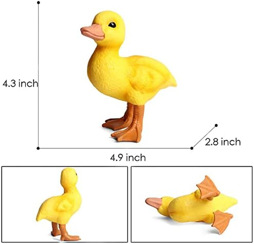 4 Inches Resin Duck Figurine Yellow Duck Figurine Miniature Duck Simulated Poultry Farm Duck Wild Duck Model Figurine Birthday Gift Decorations for Fairy Garden Home Office (Yellow)