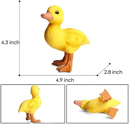 4 Inches Resin Duck Figurine Yellow Duck Figurine Miniature Duck Simulated Poultry Farm Duck Wild Duck Model Figurine Birthday Gift Decorations for Fairy Garden Home Office (Yellow)