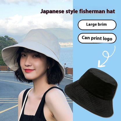 Big Brim Fisherman Hat Women's Sun Protection Solid Color Bucket Hat