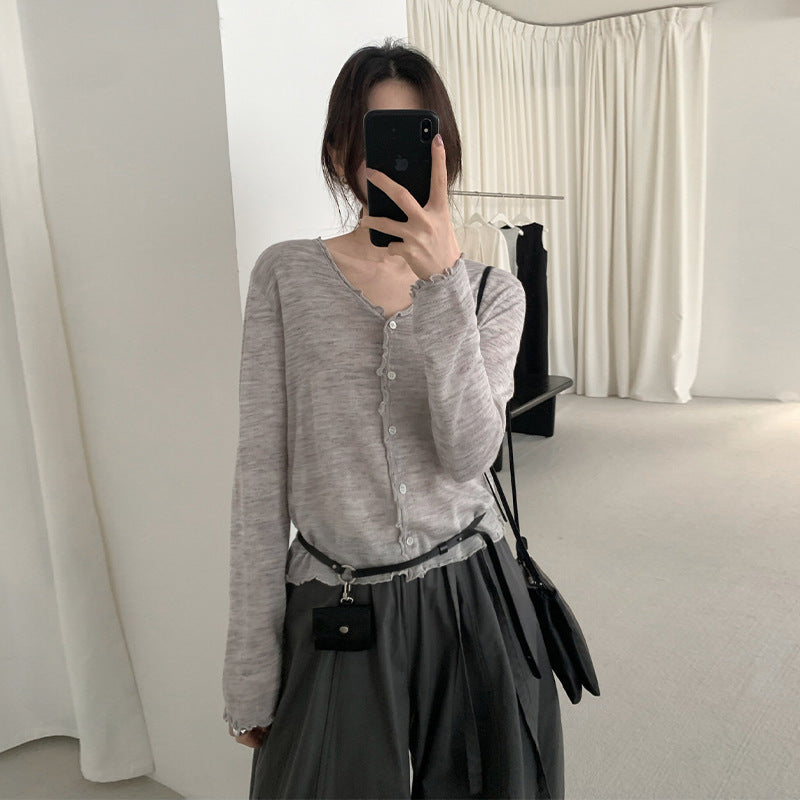 Tree Fungus-like Lacework Knitted Button Cardigan