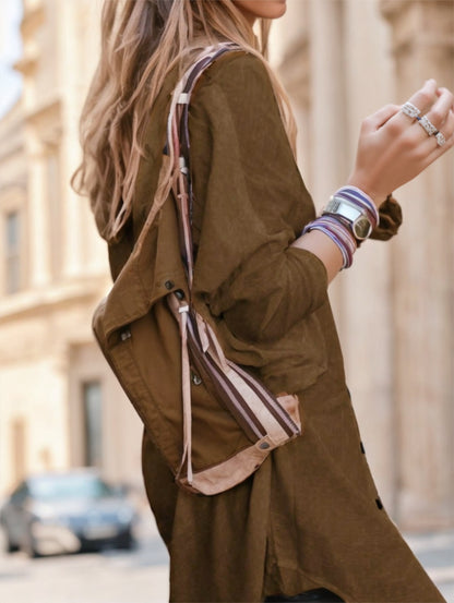 Women's Solid Color Minimalist Long Sleeve Buttoned Shirt