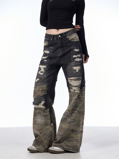 American High Street Camouflage Stitching Pants