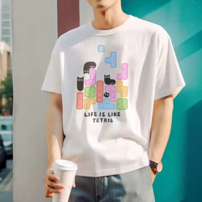 Cute Kitten Niche Game Summer Cotton Short Sleeve