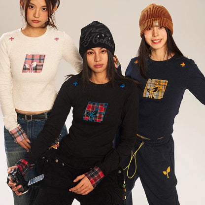 Sprout Plan Checkered Cloth Cover Long Sleeve Female