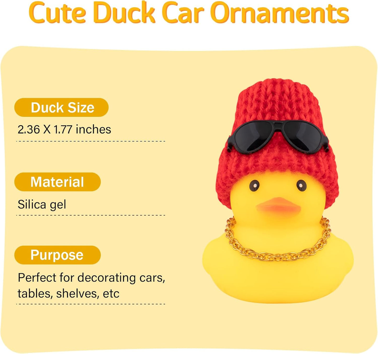 Rubber Duck Car Ornaments Yellow Duck Car Dashboard Decorations with Propeller Helmet for Christmas Decor and Home Decorations for Adults (U-Red)