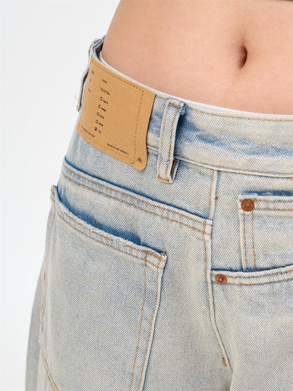 Women's Loose Retro Washed Light Colored Jeans