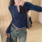 Pure Desire Long Sleeve Slim Design Sense Inner Bottoming Shirt Women