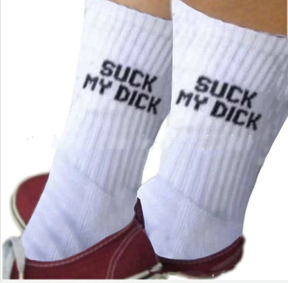 Men's Simple Casual White Letter Cotton Sock