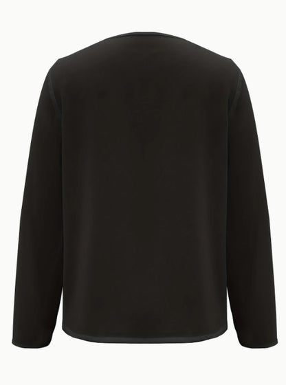 Solid V-Neck Blouse Long Sleeve