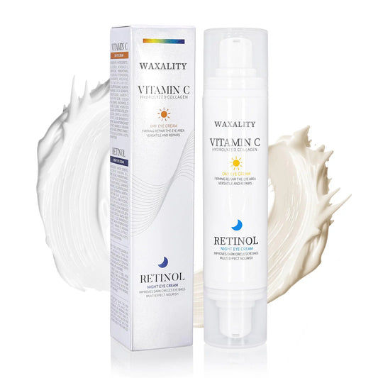 WAXALITY Under Eye Cream Dark Circles Under Eye Treatment Reduces Puffiness Fine Lines Wrinkles and Eye Bags - Vitamin C & Retinol Cream for Under Eye Care Day & Night (20 ML)