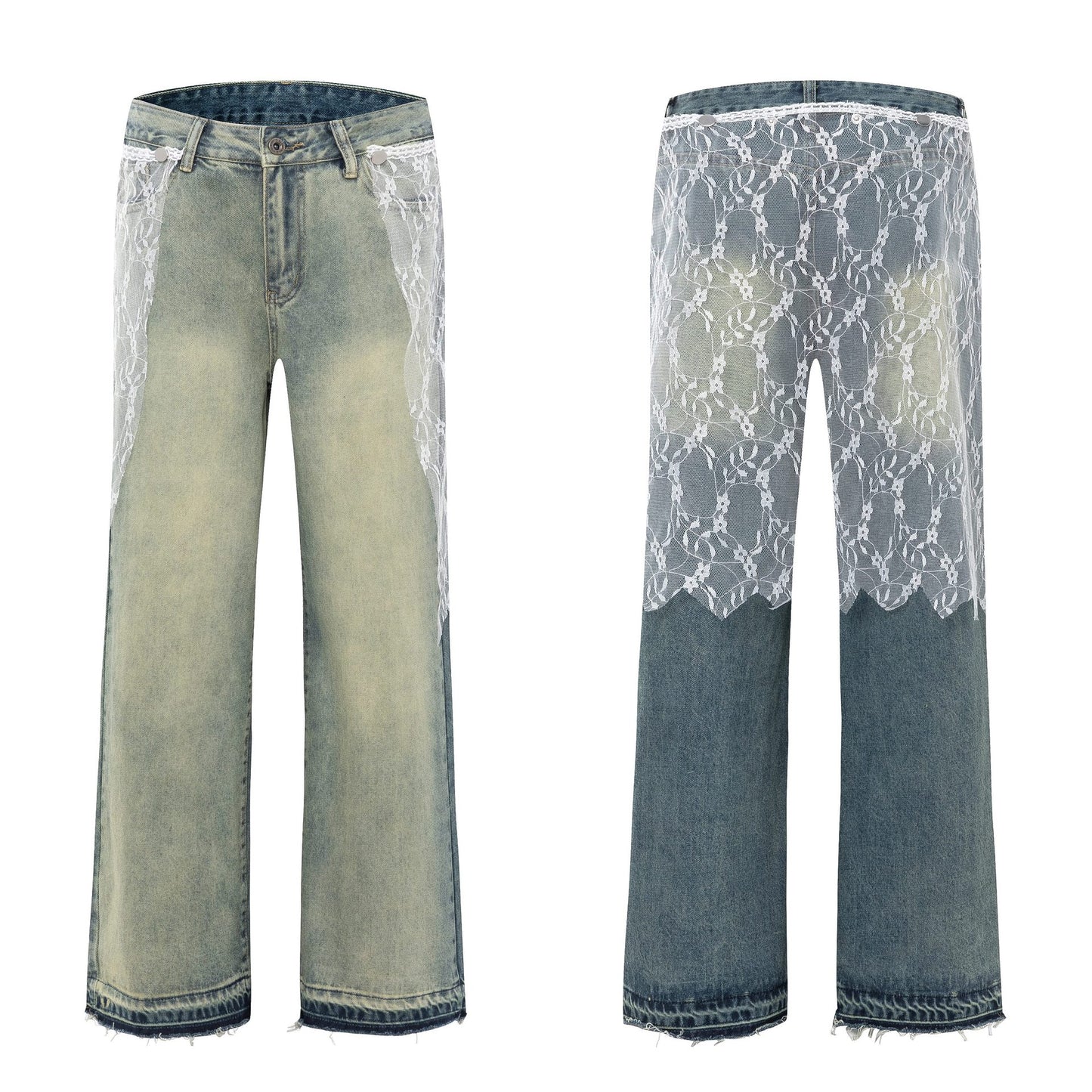 American Style Street Fashion High Street Personality Denim Trousers