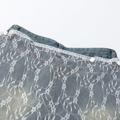 American Style Street Fashion High Street Personality Denim Trousers