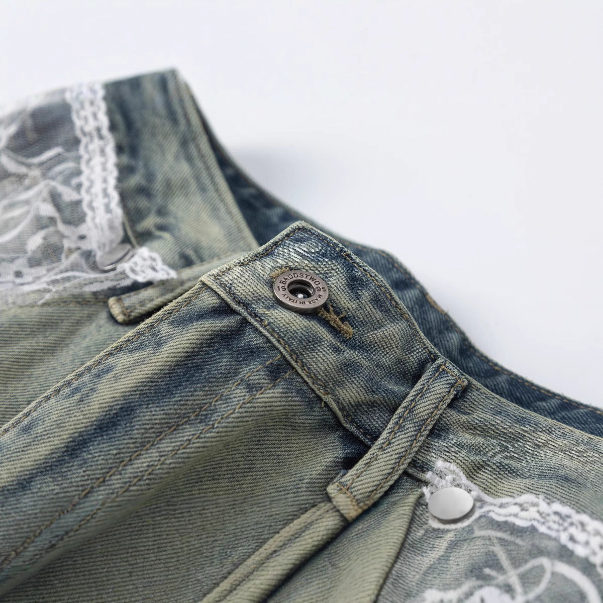 American Style Street Fashion High Street Personality Denim Trousers