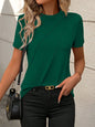 Solid Color Round Neck Short Sleeves Loose T-shirt