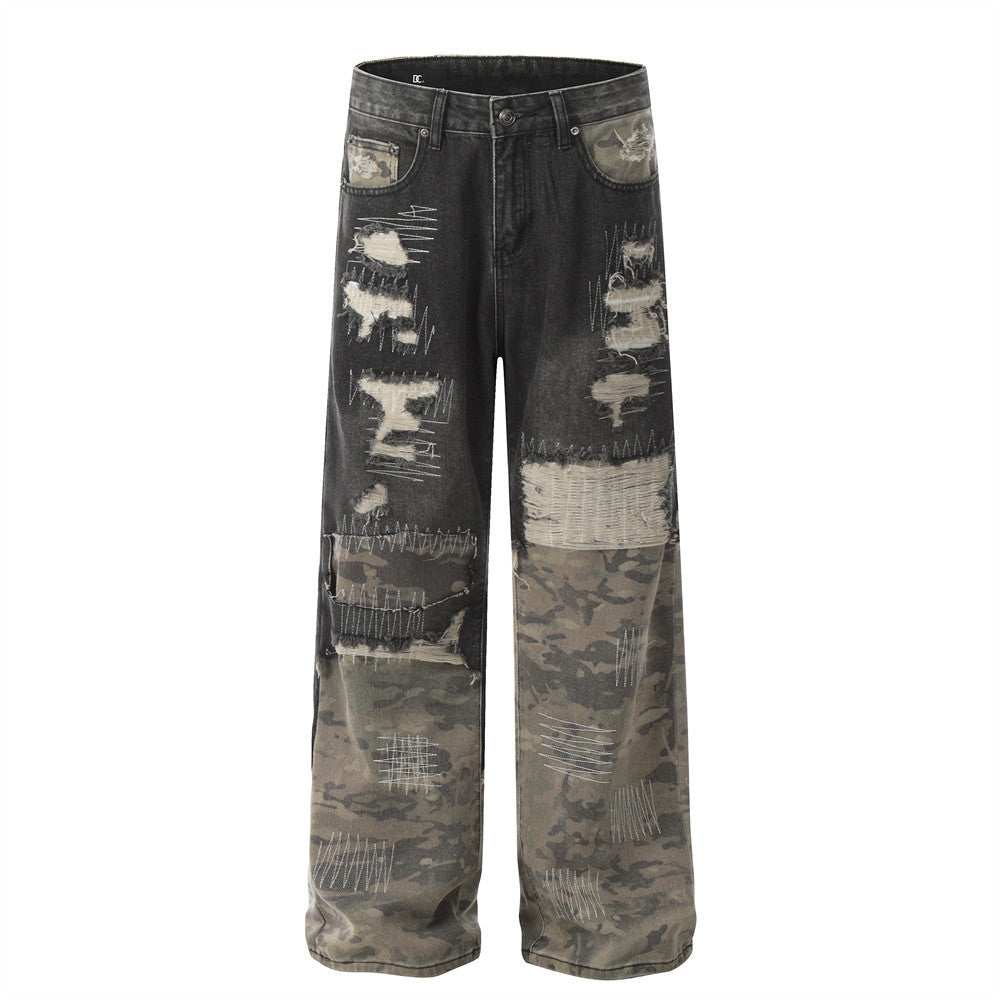 American High Street Camouflage Stitching Pants