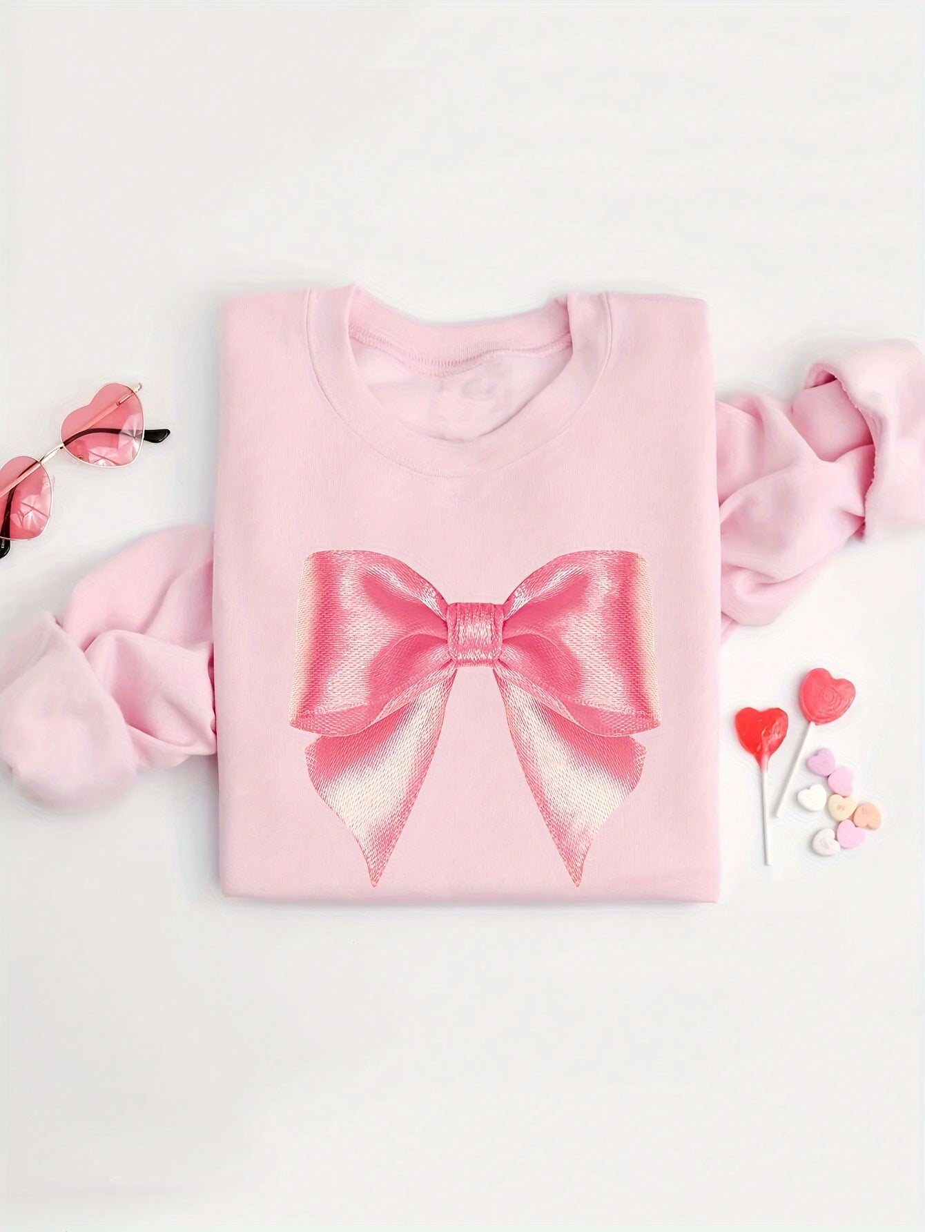 Bow Pattern Printing Pullover Sweater