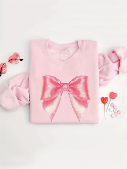Bow Pattern Printing Pullover Sweater