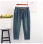 Elastic Waist Loose Wide Leg Jeans Extra Large Size Straight-leg Pants High Elastic
