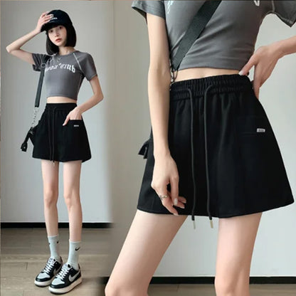 High Waist Slimming And Wide Leg Loose Straight Outerwear Cotton Running Leisure Shorts