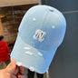 Embroidered Denim Letter Baseball Women's Ripped Peaked Cap Sun Hat