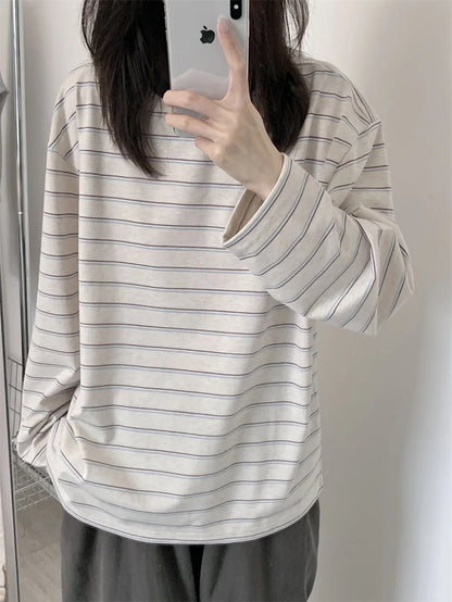Striped Long-sleeved T-shirt For Women