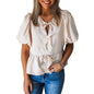 Spring And Summer New Solid Color Pullover Short-sleeved Top For Women