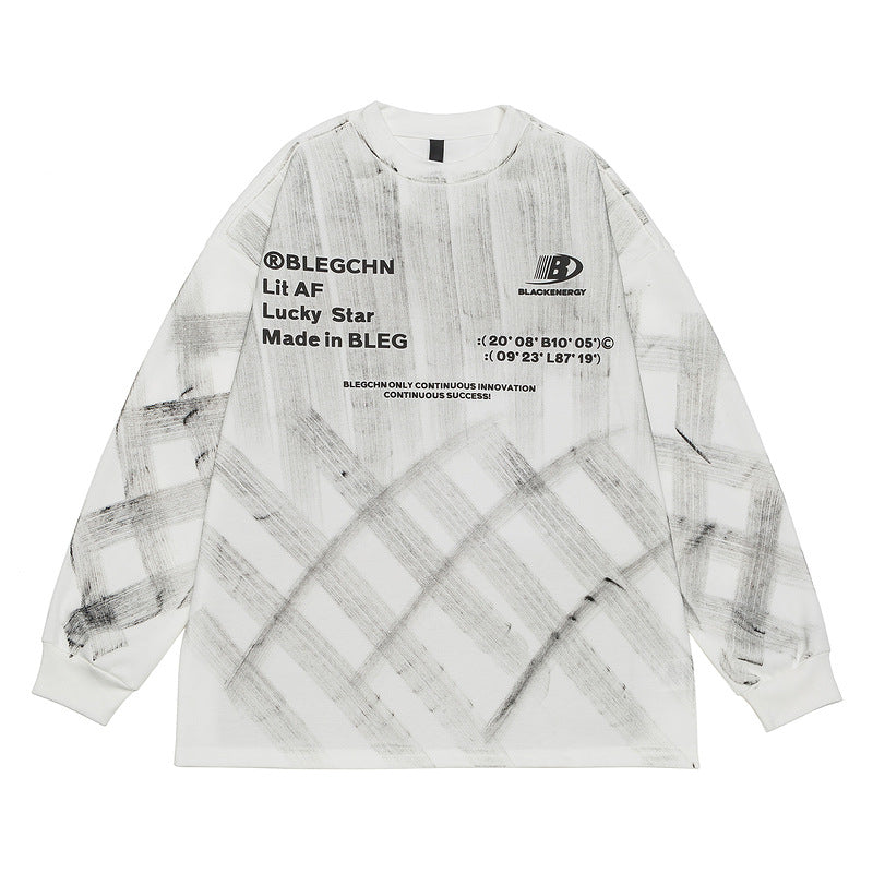 Retro Hand-painted Tie-dyed Long-sleeved T-shirt For Men