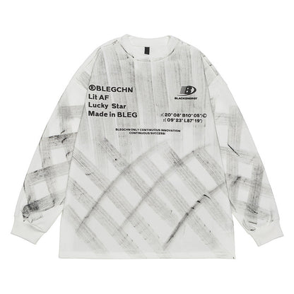 Retro Hand-painted Tie-dyed Long-sleeved T-shirt For Men