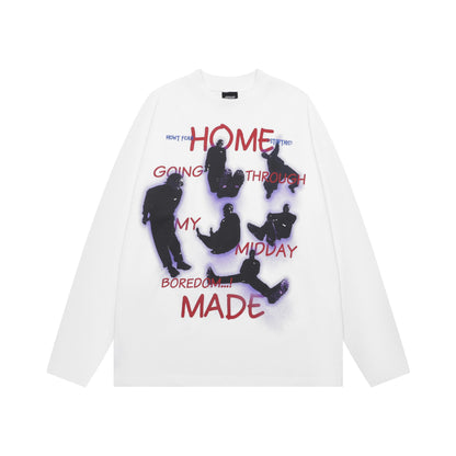 Men's American-style Printed Long-sleeved T-shirt