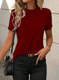 Solid Color Round Neck Short Sleeves Loose T-shirt