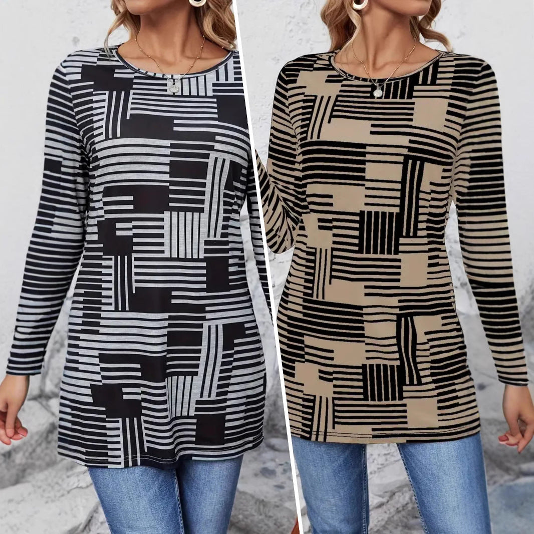 Fashion Casual Crew Neck Top T-shirt Women's Clothing