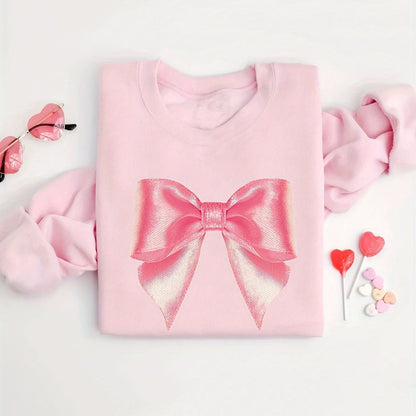 Bow Pattern Printing Pullover Sweater