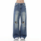 Women's Ripped Washed Blue Jeans