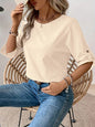 Solid Color Round Neck Casual Fashion Simple Design Women's Elegant Shirt