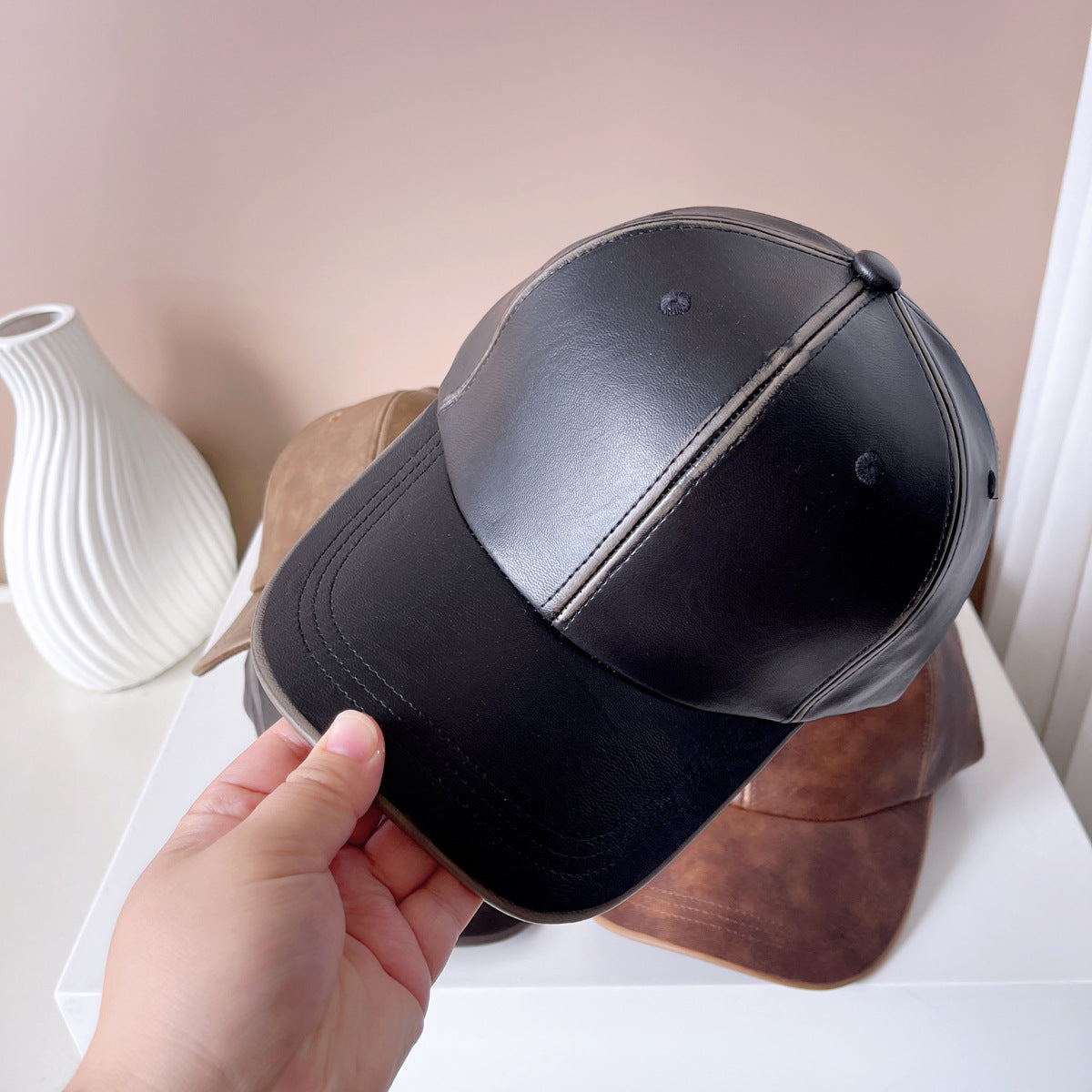 Washed Old Patent Leather Baseball Hat