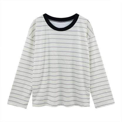Striped Long-sleeved T-shirt For Women