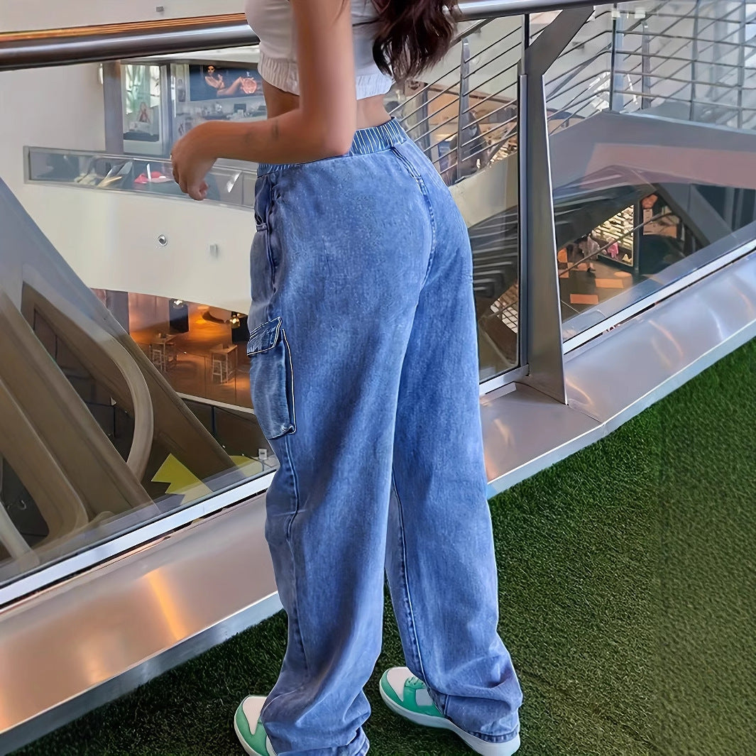 American Retro Workwear Jeans Women's New Slimming Loose