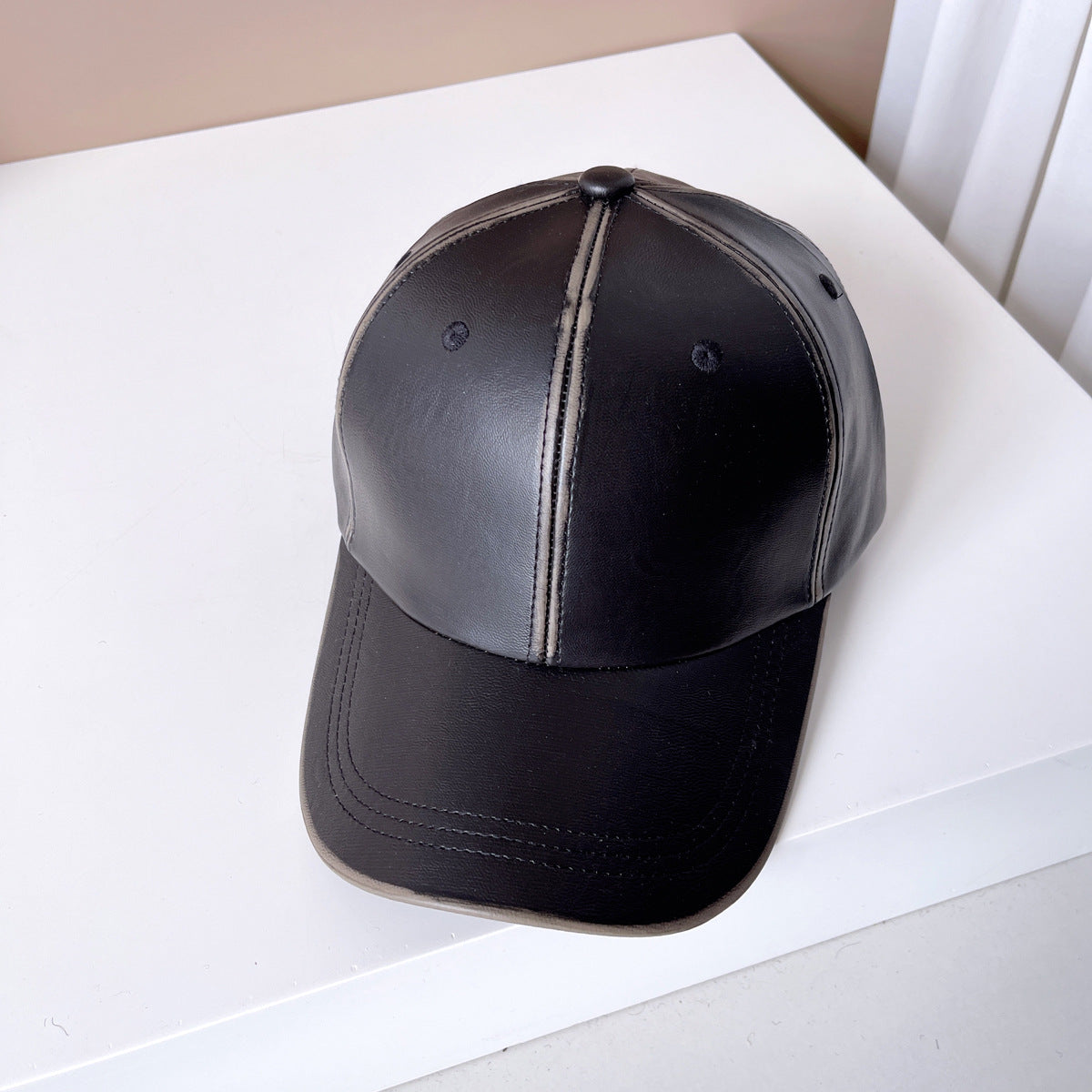 Washed Old Patent Leather Baseball Hat