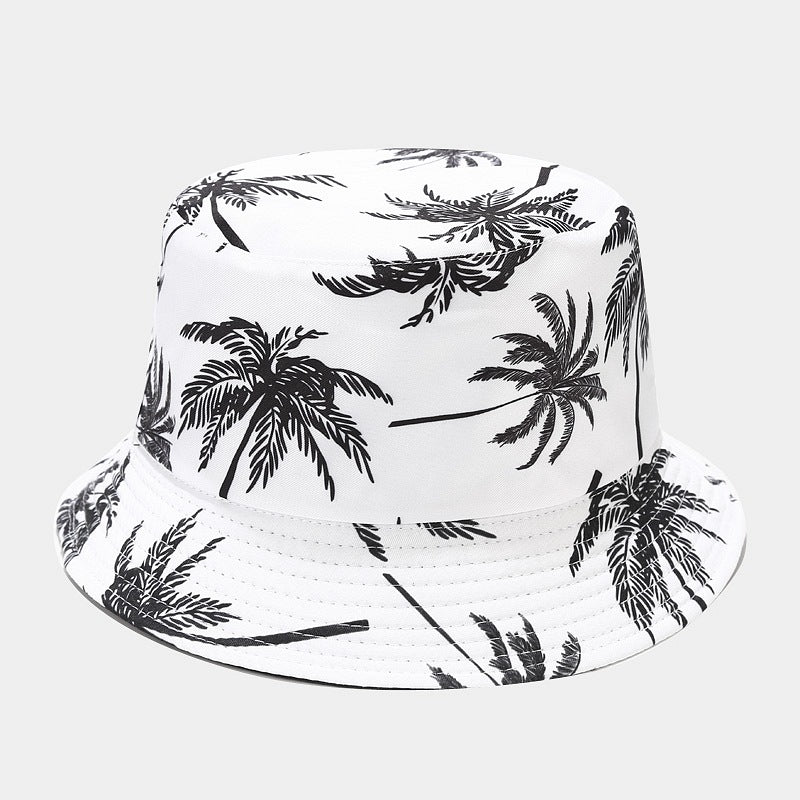 Outdoor Sunshade Beach Coconut Tree Printing Bucket Hat