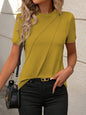 Solid Color Round Neck Short Sleeves Loose T-shirt