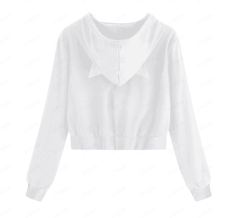 Sweater Rabbit Ears Zipper Hooded Rope