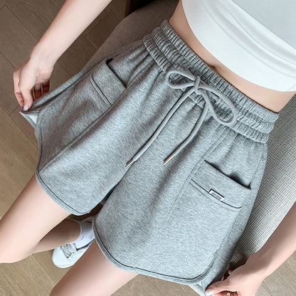 High Waist Slimming And Wide Leg Loose Straight Outerwear Cotton Running Leisure Shorts