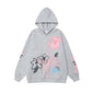 Retro High-end Street Spray Flower Design Neutral Heavy Hooded Couple Sweater Women
