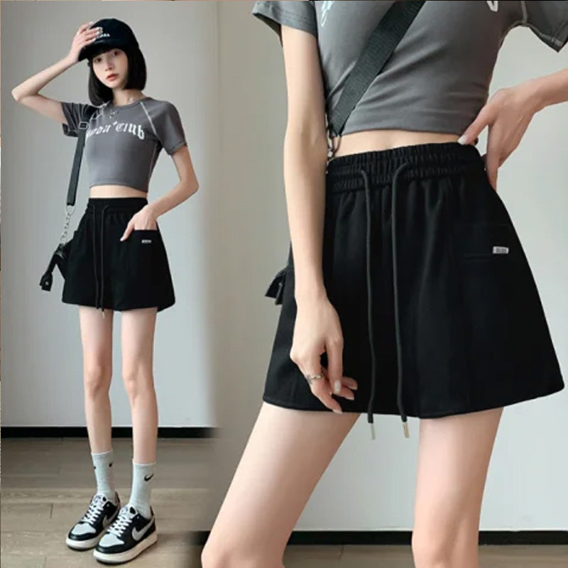 High Waist Slimming And Wide Leg Loose Straight Outerwear Cotton Running Leisure Shorts