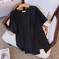 Round Neck New Plus-sized Plus Size Slimming Loose Mid-length Short Sleeve