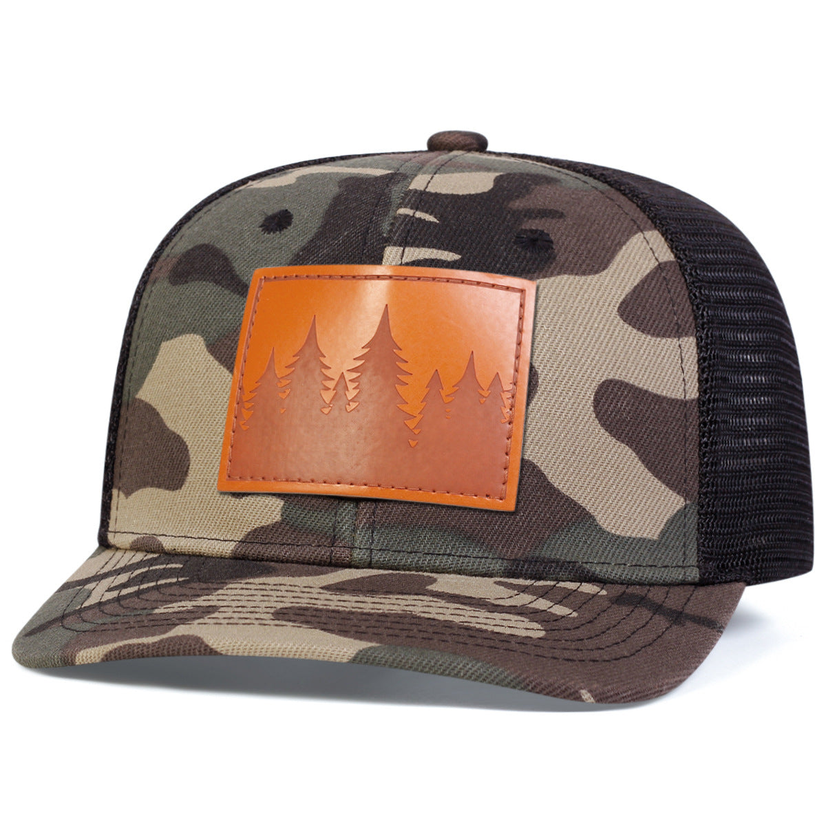 Men's Leather Baseball Cap With Slight Bending