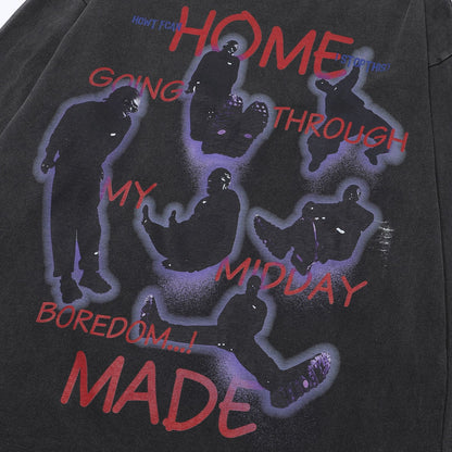 Men's American-style Printed Long-sleeved T-shirt