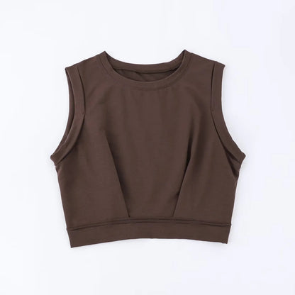 Women's Loose Exercise Blouse I-shaped Round Neck Slim-fit Tank Top