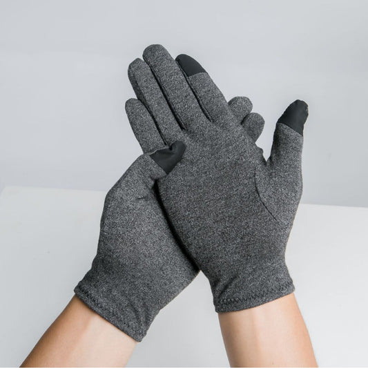 Grey Full Finger Touch Screen Health Pressure Gloves